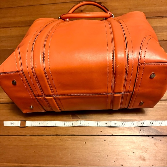 Ann Taylor Orange Leather Square Tote - Picture 7 of 13
